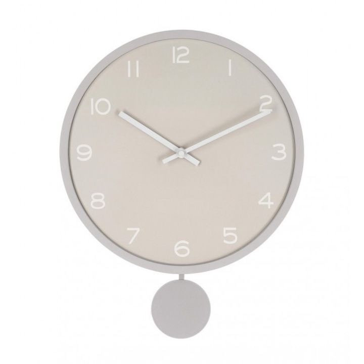 Ceas perete cu pendul taupe alb Bayron 30x5.5x39 cm