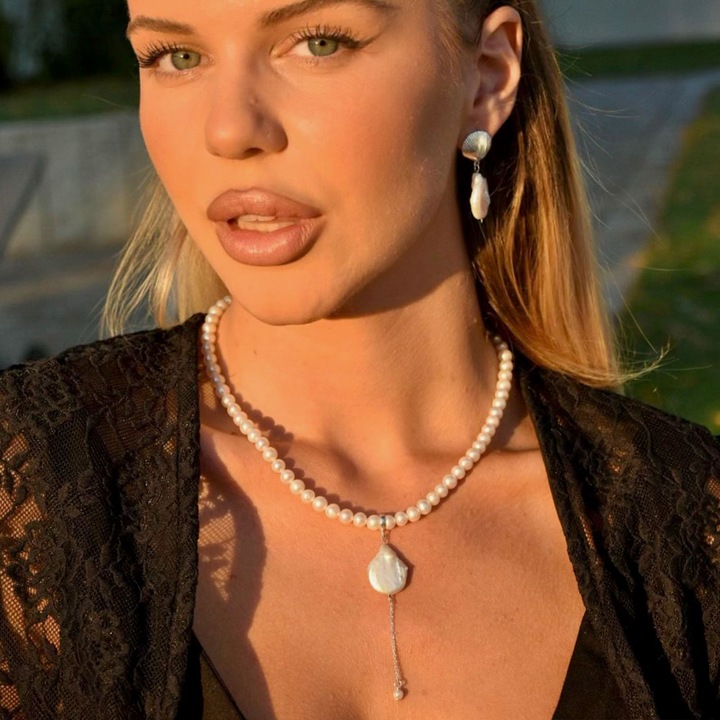 Lant Argint cu Perle