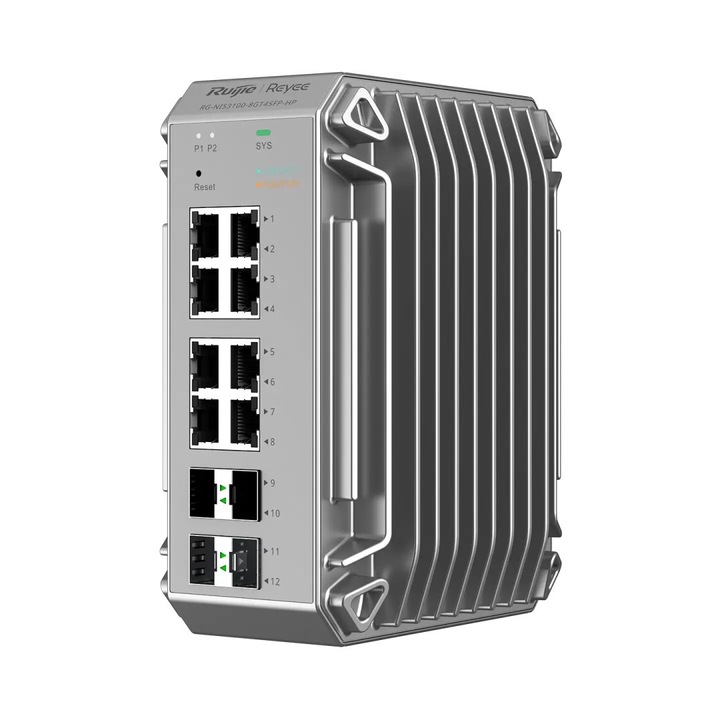 Reyee RG-NIS3100-8GT4SFP-HP Истински индустриален превключвател, специално проектиран за сурови среди, 236771, превключвател