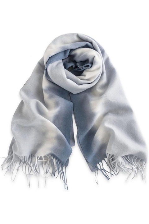 Esarfa dama tip sal, materiale premium, JENUOS®, moale la atingere, capete franjurate, eleganta si delicata, 200 x 65cm, Albastru