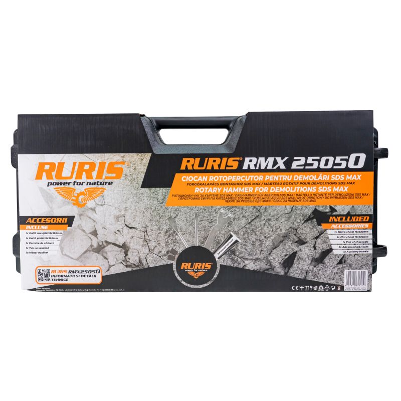 Ciocan rotopercutor pentru demolari RURIS RMX 25050, SDS Max