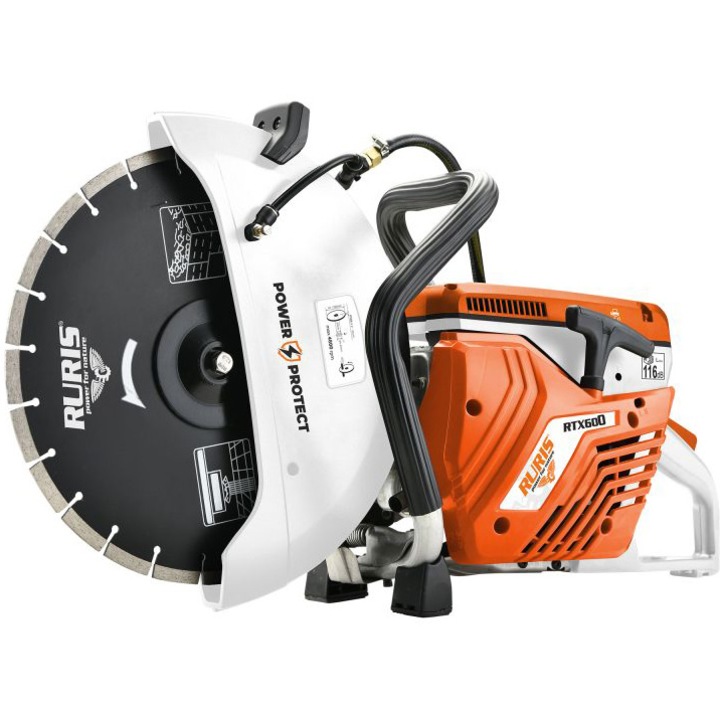 Masina de taiat beton RURIS RTX 600, 3.3 CP, adancime maxima de taiere 100 mm, disc taiere 300 mm