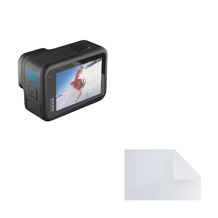 Set protectie compatibil cu GoPro Hero 11, COMANDO Focus Shield, 1 Folie de Silicon Rezistenta pentru Ecran, Anti-Reflexie, Anti-zgarieturi, Proprietati Regenerabile, Protectie Anti-Amprente, Aplicare usoara, Transparent