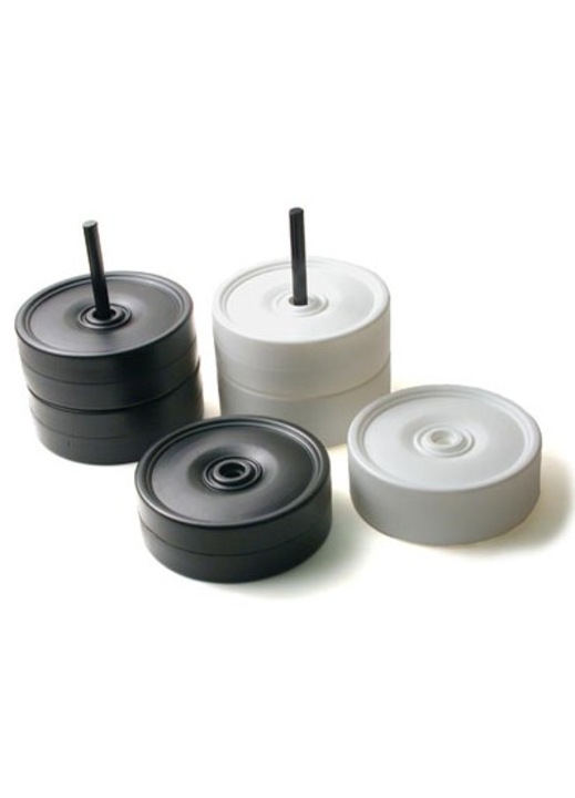 Set 24 piese pentru dame Sunrise Chess & Games, 25 cm, PVC, alb/negru