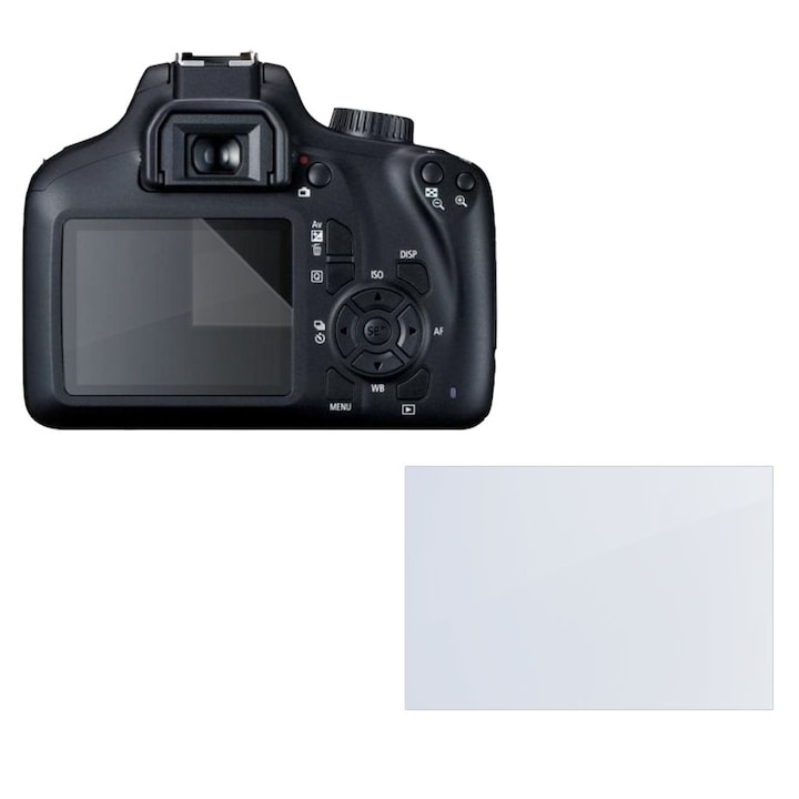 Set protectie compatibil cu Canon EOS 4000D, COMANDO Focus Shield, 1 Folie de Silicon Rezistenta pentru Ecran, Anti-Reflexie, Anti-zgarieturi, Proprietati Regenerabile, Protectie Anti-Amprente, Aplicare usoara, Transparent