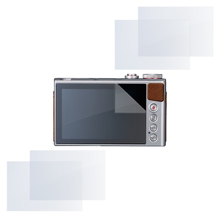 Set protectie compatibil cu Canon PowerShot G5 X, COMANDO Focus Shield, 4 Folii de Silicon Rezistente pentru Ecran, Anti-Reflexie, Anti-zgarieturi, Proprietati Regenerabile, Protectie Anti-Amprente, Aplicare usoara, Transparent