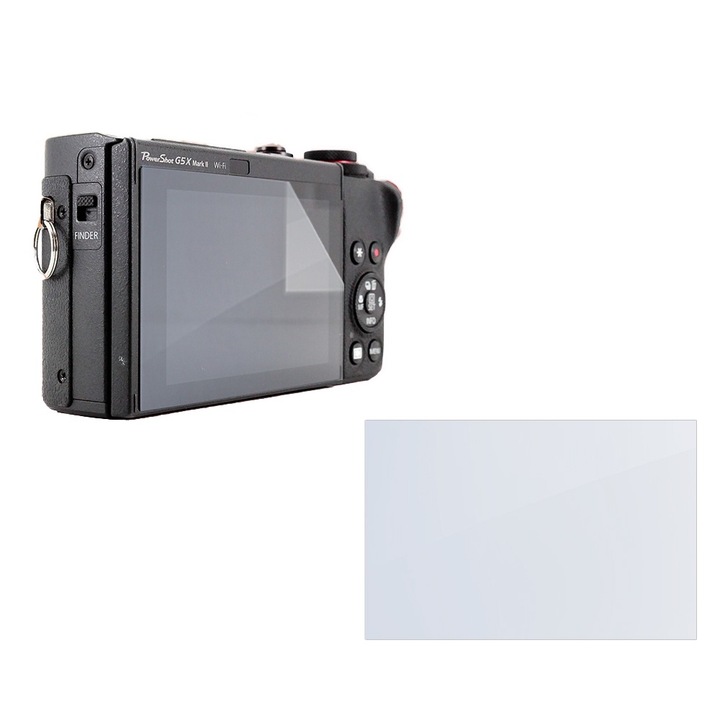 Set protectie compatibil cu Canon PowerShot G5 X, COMANDO Focus Shield, 1 Folie de Silicon Rezistenta pentru Ecran, Anti-Reflexie, Anti-zgarieturi, Proprietati Regenerabile, Protectie Anti-Amprente, Aplicare usoara, Transparent
