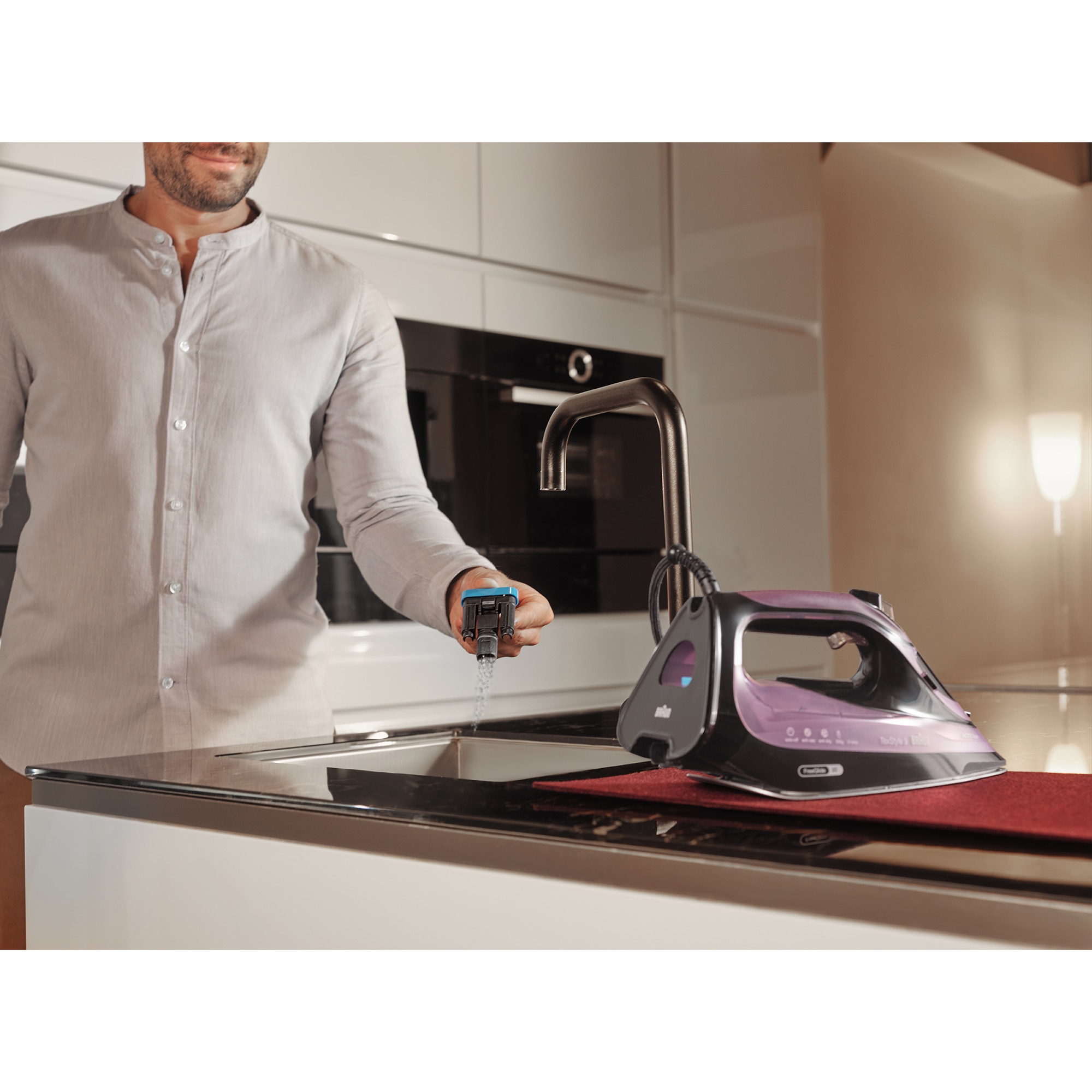 Fier de calcat Braun TexStyle 9, 3100W, 250g/min, 330ml, talpa Eloxal Plus, violet-negru