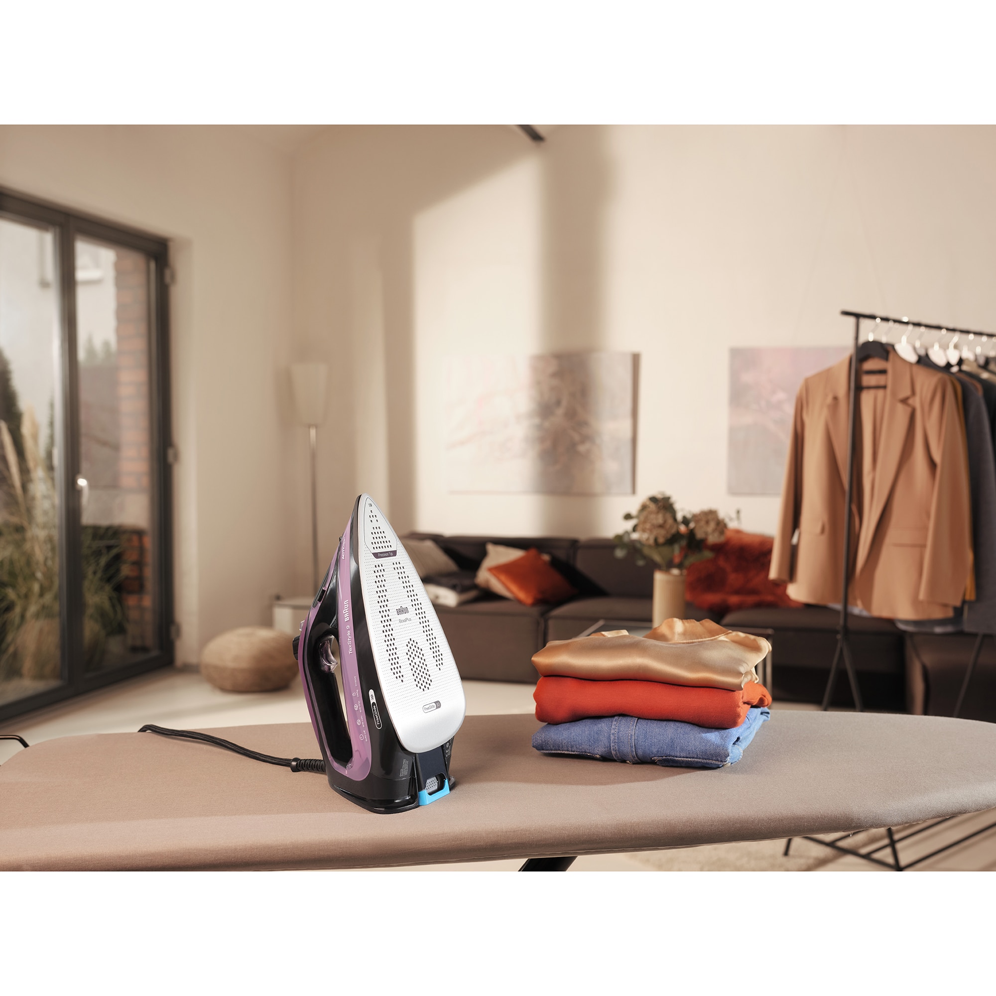 Fier de calcat Braun TexStyle 9, 3100W, 250g/min, 330ml, talpa Eloxal Plus, violet-negru