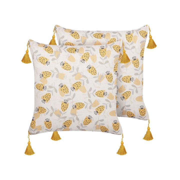 Sárga És Bézs Díszpárna Kétdarabos Szettben 45 x 45 cm Abutilon