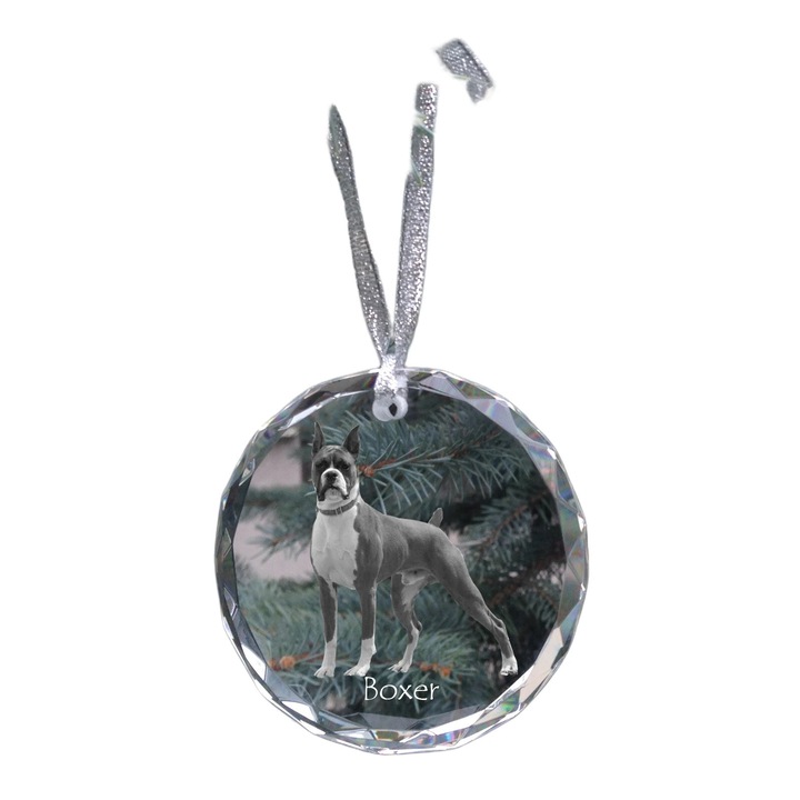 Glob Cristal Personalizat, Art-Dog, Gravura Foto German boxer, Transparent, 7cm