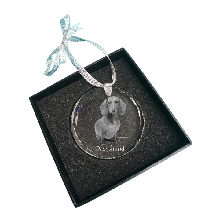 Glob de Craciun Art-Dog, model Dachshund Wiener dog, cristal, 7x1cm