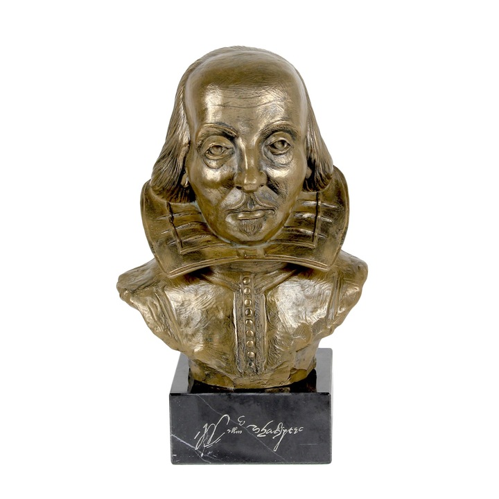 Bust William Shakespeare, Art-Dog, bronz rece, pe soclu de piatra