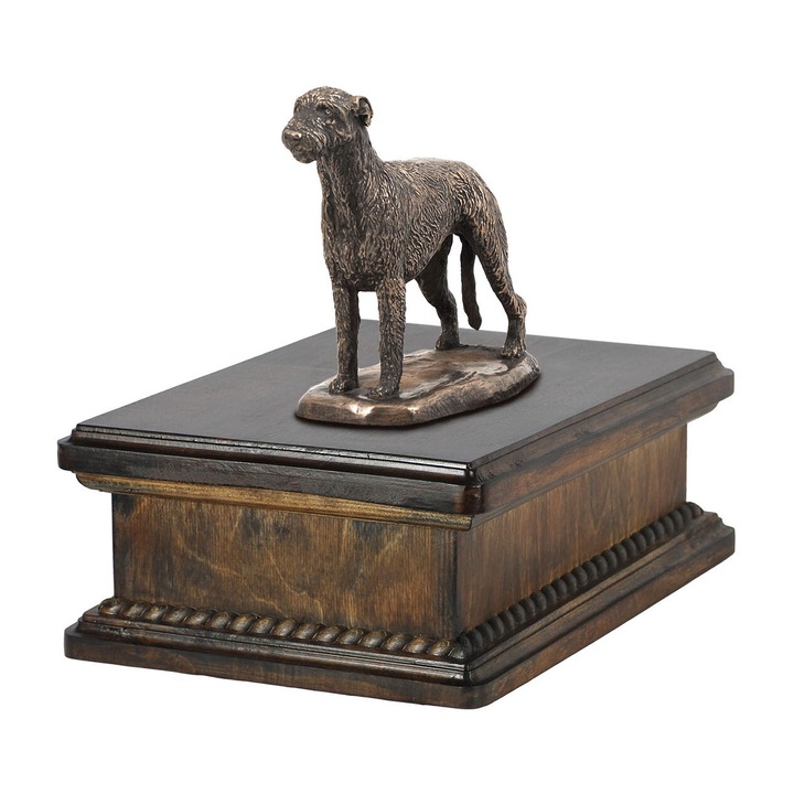 Urna pentru cenusa cainelui Norwich Terrier, Art-Dog, lemn masiv, capacitate 45kg, 21x29x11cm