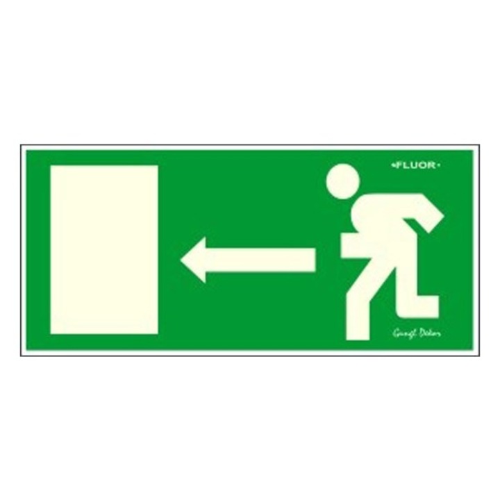 Autocolant Directia de evacuare stanga verde „F”
