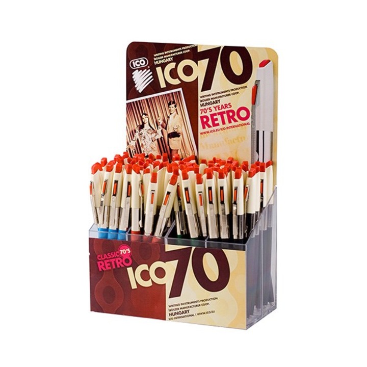 Химикалка ICO 70 с бутон смесено тяло 0.8 мм синьо