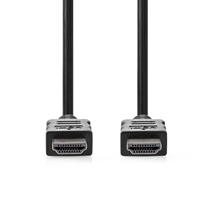Nagy Sebességű HDMI kábel, HDMI apa / HDMI apa, nikkelezett, 4K@30Hz, ARC, 10.2 Gbps, 10.0 m, kerek, PVC, fekete