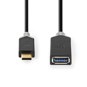 Adaptor USB-C, USB 3.2 Gen 1, conector USB-C tata / USB-A mama, 5 Gbps, 0,15 m, nichelat, antracit, cutie