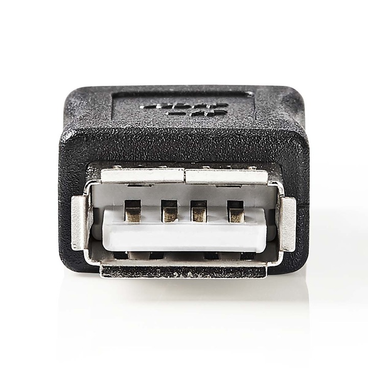 USB-A adapter, USB 2.0, USB-A anya / USB-A anya, 480 Mbps, nikkelezett, PVC, fekete, dobozos