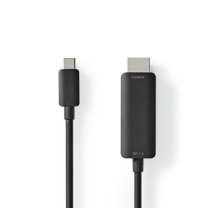 Adaptor USB-C, USB 3.2 Gen 1, conector USB-C tata / HDMI tata, 4K@60Hz, 2,00 m, nichelat, negru, cutie