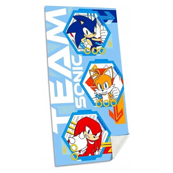 Хавлиена кърпа за баня Sonic the hedgehog, Син, 70 см х 140 см