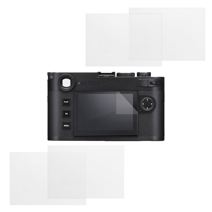Set protectie compatibil cu Leica M11, COMANDO Focus Shield, 4 Folii de Silicon Rezistente pentru Ecran, Anti-Reflexie, Anti-zgarieturi, Proprietati Regenerabile, Protectie Anti-Amprente, Aplicare usoara, Gri Transparent