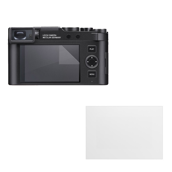 Set protectie compatibil cu Leica D-Lux 8, COMANDO Focus Shield, 1 Folie de Silicon Rezistenta pentru Ecran, Anti-Reflexie, Anti-zgarieturi, Proprietati Regenerabile, Protectie Anti-Amprente, Aplicare usoara, Gri Transparent