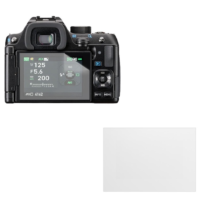 Комплект за защита, съвместим с PENTAX KF, COMANDO Focus Shield, 1 устойчиво на екрана силиконово фолио, антирефлексно покритие, против надраскване, регенерируеми свойства, защита срещу пръстови отпечатъци, лесно нанасяне, прозрачно сиво