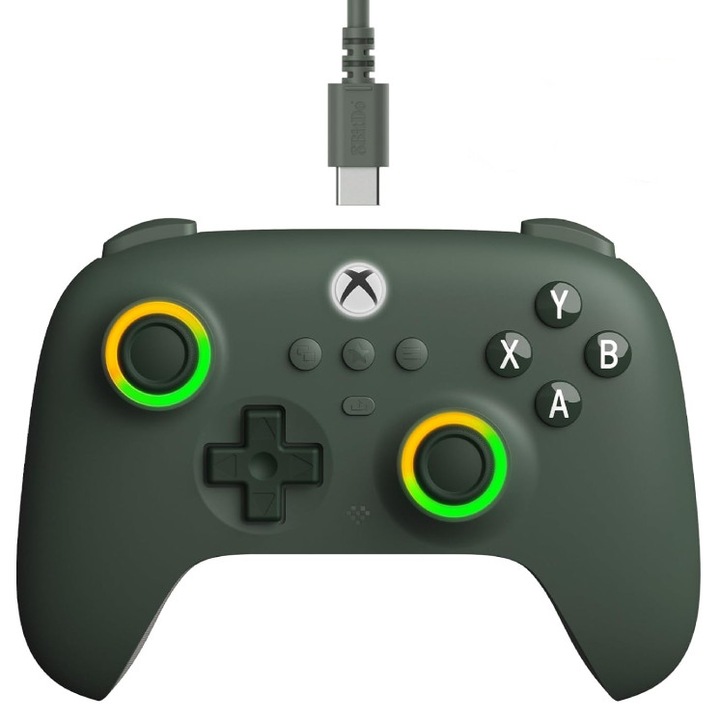 Controller 8BitDo Ultimate C Wired pentru Xbox Series X|S, Xbox One si Windows 10/11, Conexiune prin Cablu, Jack Audio 3.5mm, Dark Green