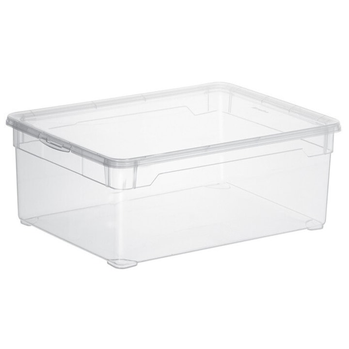 Кутия за съхранение с капак Rotho Clearbox, 10 л, пластмаса, прозрачен