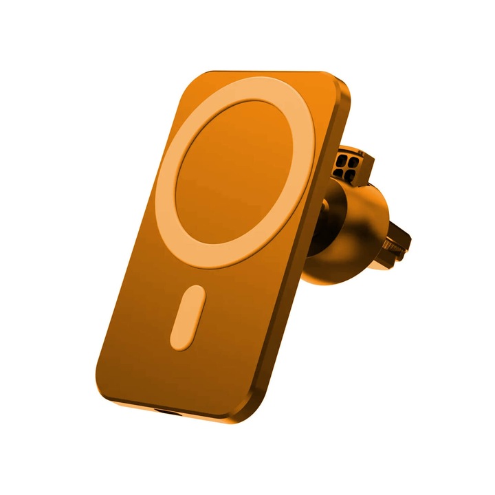 Thunder MCR-116, Vezeték nélküli iPhone 12 töltő 15W, narancssárga (mágneses autós töltő)