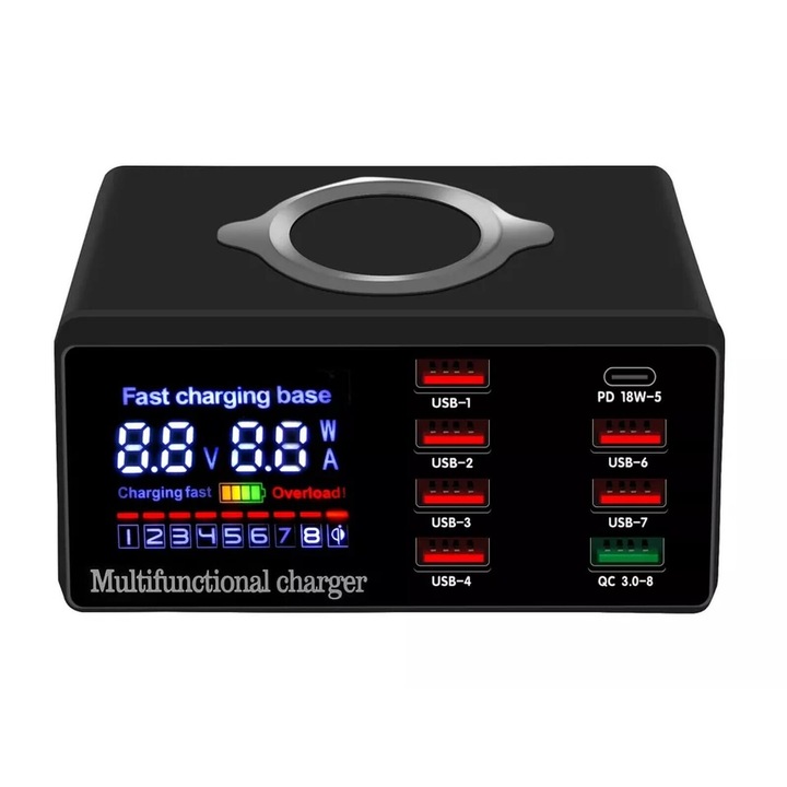 Thunder HCR-009, Vezeték nélküli / Vezetékes USB töltő 120W (8 kiállás)