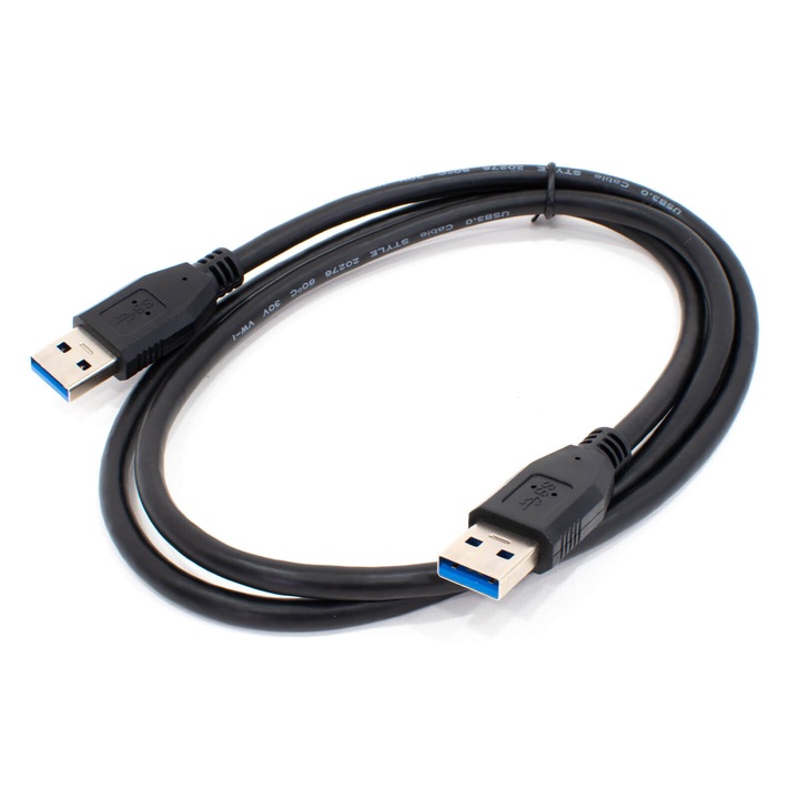 Thunder MCS-76 (USB-A papa – USB-A papa) Töltő / Adatkábel, USB3.0, fekete (1m)