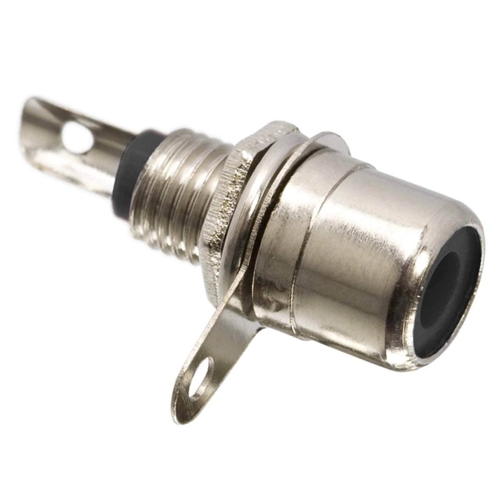 Thunder RCA-208 RCA aljzat, beépíthető, fém – nikkelezett, FEKETE