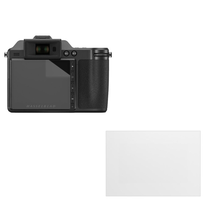 Защитен комплект, съвместим с HasselBlad X2D 100C, COMMANDO Focus Shield, 1 устойчиво на екрана силиконово фолио, антирефлексно покритие, против надраскване, регенеративни свойства, защита срещу пръстови отпечатъци, лесно нанасяне, прозрачно сиво