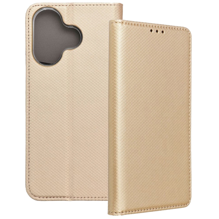 Xiaomi Redmi 13 4G / Poco M6 4G kompatibilis telefontok, könyvtok, fliptok, telefon tok, bankkártyatartós, mágneszáras, arany, Smart Case book