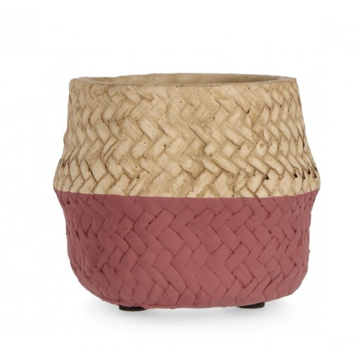 Set 8 ghivece flori ciment natur rosu Brazil 10x8 cm