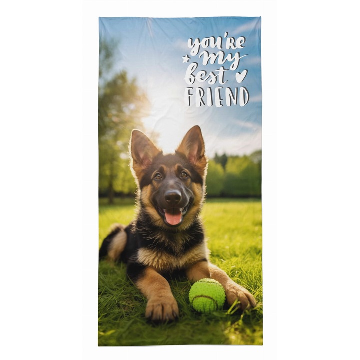 Плажна кърпа Detexpol 70x140см с мотив на куче, 100% памук, идеална за деца