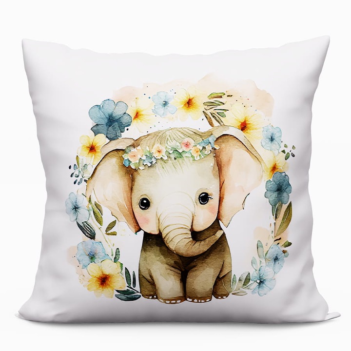 Perna decorativa Markizeta SLONIK, microfibra, alb, 40x40cm