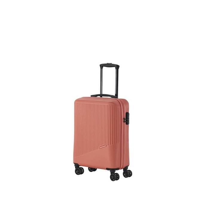 Troler Travelite Bali, 4 roti duble, plastic, portocaliu coral, 55x39x20cm