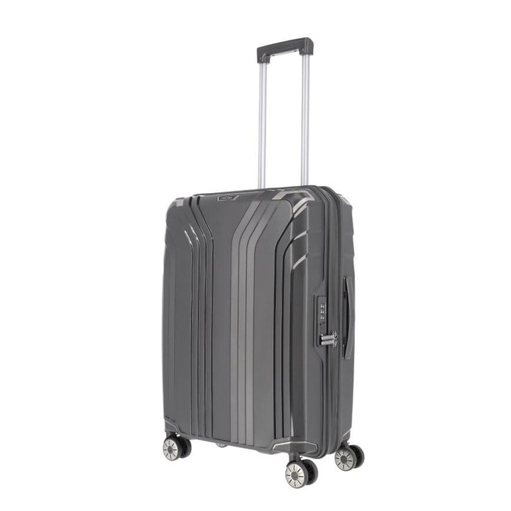 Среден куфар Travelite Elvaa, 66x47x26/30 см, 4 колела, черен