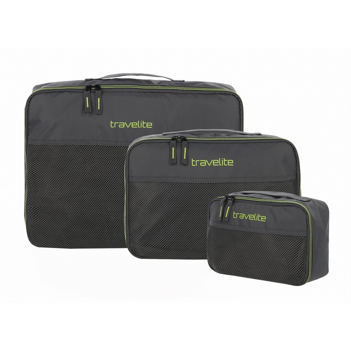 Set organizatoare de bagaj, Travelite ACC 334, 3 bucati, antracit, 42x31x9cm/33x22x9cm/25x15x8cm