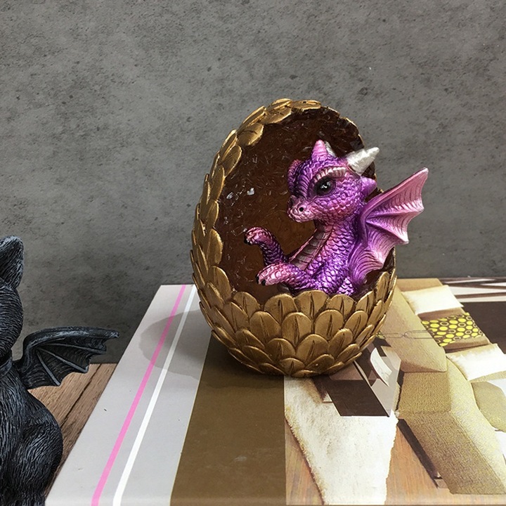 Kristály sárkánytojás dekoráció, longziming, fényeffektek, többszínű, 7.5x7.5x9.5cm