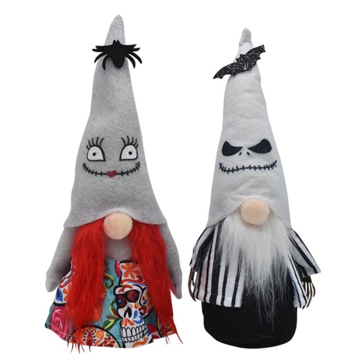 2 db-os Halloween Gnóm Szett, longziming, Plüss / Pamut, 30 x 12 x 6,5 cm, Többszínű