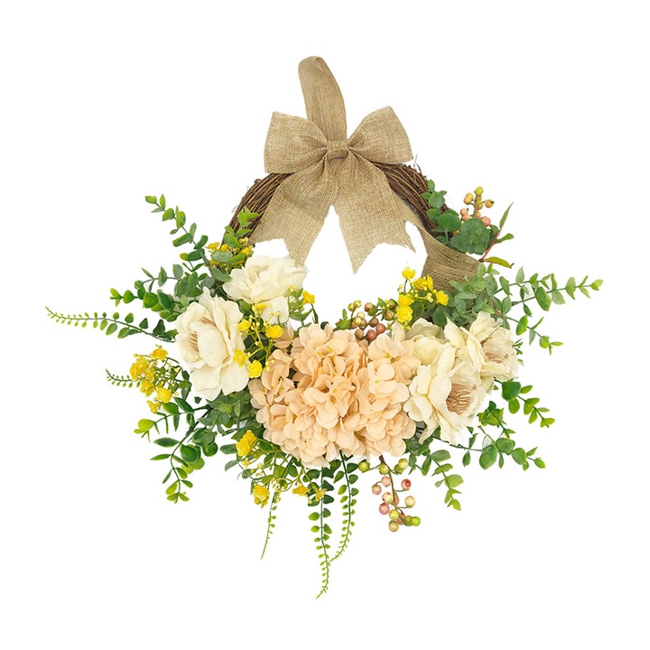 Dekoratív koszorú, rattan, többszínű, 40 cm