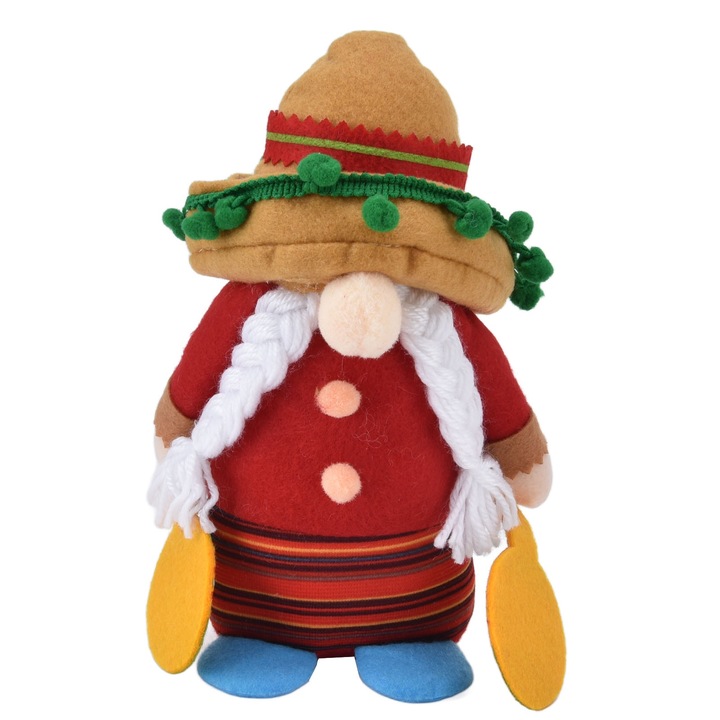 Törpe baba textil anyagból, hosszú cipzáras, 14x18cm, Halloween díszes