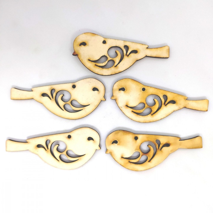 Decoratiune, Decorolla, Pasare, Lemn, Cu model 8cm 5buc/Buc 3910