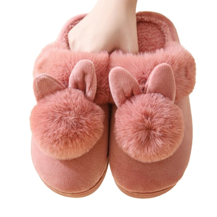 Дамски чехли, ONNOLEEY, декоративно зайче, Червен, 36-37