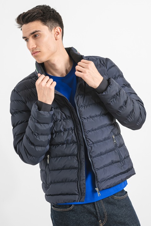 19V69 ITALIA, Капитонирано зимно яке с джобове с цип, Червен/Аква зелено/Тъмносин, S