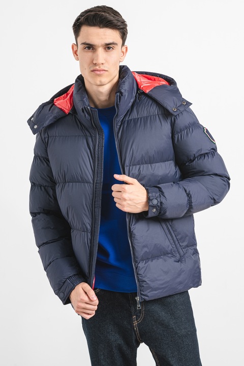 19V69 ITALIA, Geaca cu vatelina si buzunare cu fermoar, Rosu/Bleumarin, S